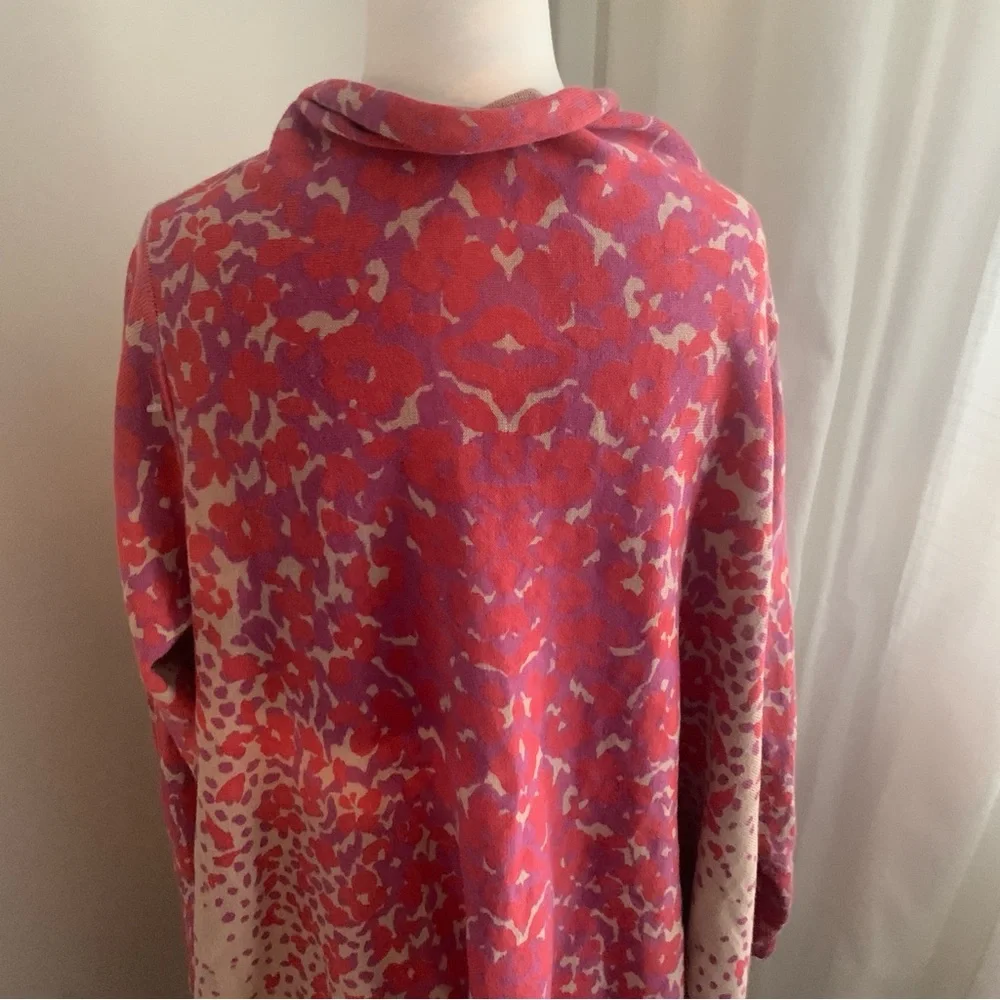 Jessica London Chic Red and Beige Patterned Shawl Cardigan Sweater Size 18-20 - Picture 5 of 10